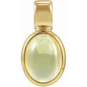 14K Yellow Gold Natural Peridot Cabochon Pendant