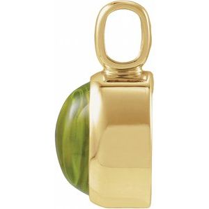 14K Yellow Gold Natural Peridot Cabochon Pendant – image 2
