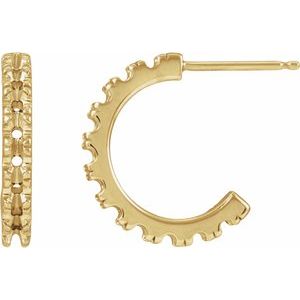 10K Yellow Gold 2.4 mm Round French-Set 15.1 mm Huggie Hoop Earring Mounting