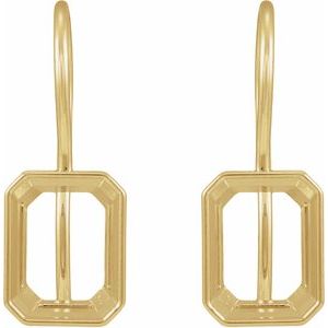 14K Yellow Gold 10x8 mm Emerald Bezel-Set Drop Earring Mounting – image 2
