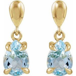 14K Yellow Gold Natural Sky Blue Topaz Drop Earrings – image 2