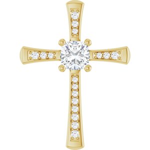 10K Yellow Gold 6x6 mm Cushion Pendant Mounting