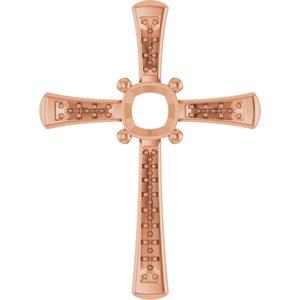 14K Rose Gold 6x6 mm Cushion Pendant Mounting – image 2