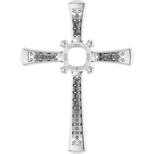 14K White Gold 6x6 mm Cushion Pendant Mounting – image 2