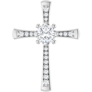 14K White Gold 6x6 mm Cushion Pendant Mounting