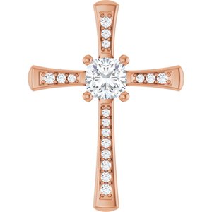 14K Rose Gold 6x6 mm Cushion Pendant Mounting