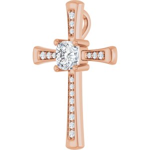 14K Rose Gold 6x6 mm Cushion Pendant Mounting – image 3