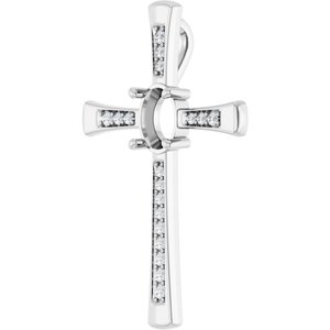 Platinum 8x6 mm Oval 1/4 CTW Natural Diamond Semi-Set Pendant – image 2