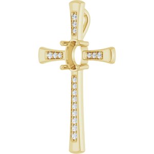 14K Yellow Gold 8x6 mm Oval 1/4 CTW Natural Diamond Semi-Set Pendant – image 2