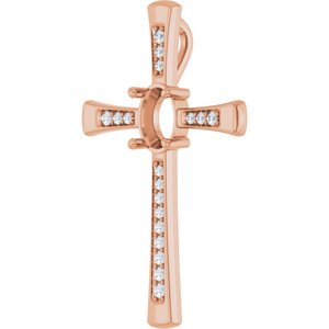 14K Rose Gold 8x6 mm Oval 1/4 CTW Natural Diamond Semi-Set Pendant – image 2