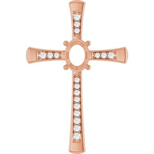 14K Rose Gold 8x6 mm Oval 1/4 CTW Natural Diamond Semi-Set Pendant