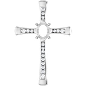 Sterling Silver 8x6 mm Oval 1/4 CTW Lab-Grown Diamond Semi-Set Pendant