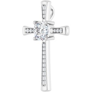 14K White Gold 8x8 mm Cushion Pendant Mounting – image 3