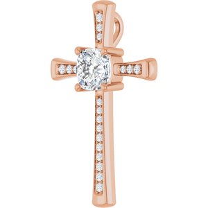 14K Rose Gold 8x8 mm Cushion Pendant Mounting – image 3