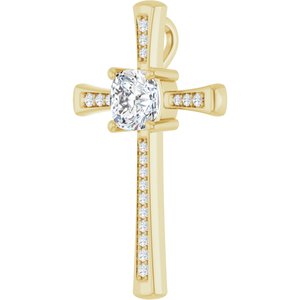 18K Yellow Gold 8x8 mm Cushion Pendant Mounting – image 3