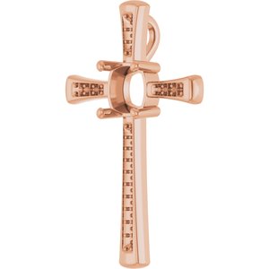 10K Rose Gold 8x8 mm Cushion Pendant Mounting – image 4