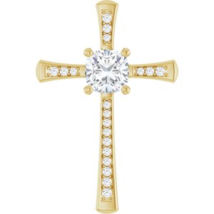14K Yellow Gold 8x8 mm Cushion Pendant Mounting