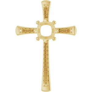 14K Yellow Gold 8x8 mm Cushion Pendant Mounting – image 2