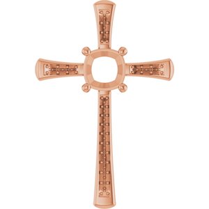 18K Rose Gold 8x8 mm Cushion Pendant Mounting – image 2