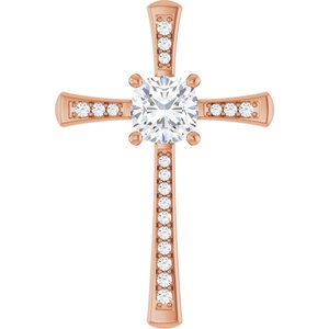18K Rose Gold 8x8 mm Cushion Pendant Mounting