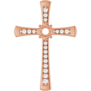 14K Rose Gold 4.1 mm Round 1/6 CTW Lab-Grown Diamond Semi-Set Pendant