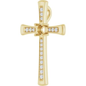 14K Yellow Gold 4.1 mm Round 1/6 CTW Lab-Grown Diamond Semi-Set Pendant – image 2