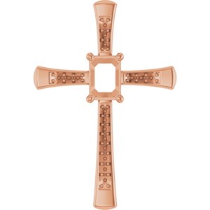 14K Rose Gold 7x5 mm Emerald Pendant Mounting – image 2