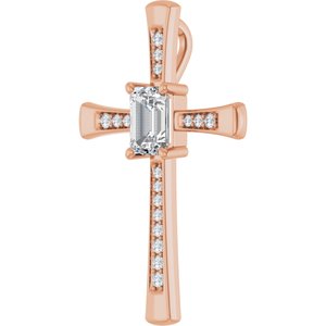 14K Rose Gold 7x5 mm Emerald Pendant Mounting – image 3