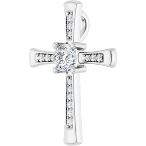 14K White Gold 5x5 mm Cushion Pendant Mounting – image 3