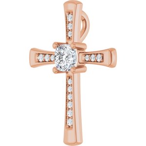 14K Rose Gold 5x5 mm Cushion Pendant Mounting – image 3