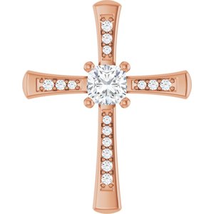 14K Rose Gold 5x5 mm Cushion Pendant Mounting