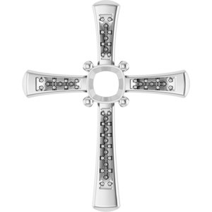 14K X1 White Gold 5x5 mm Cushion Pendant Mounting – image 2