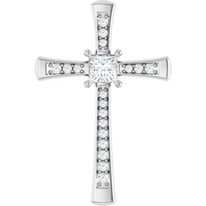 14K X1 White Gold 4x4 mm Square Pendant Mounting