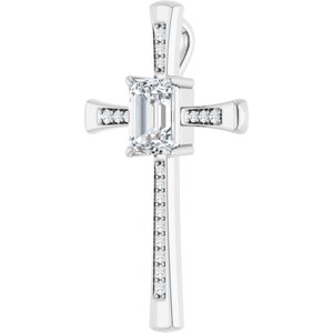 10K White Gold 9x7 mm Emerald Pendant Mounting – image 3