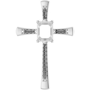 18K White Gold 9x7 mm Emerald Pendant Mounting – image 2