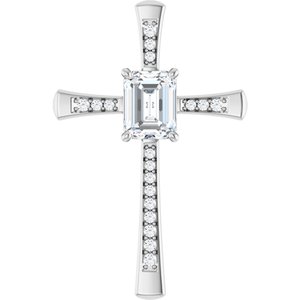 14K X1 White Gold 9x7 mm Emerald Pendant Mounting