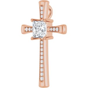 18K Rose Gold 7x7 mm Square Pendant Mounting – image 3