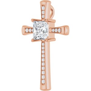 18K Rose Gold 8x8 mm Square Pendant Mounting – image 3