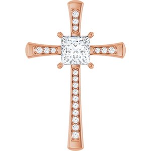 14K Rose Gold 7x7 mm Square Pendant Mounting