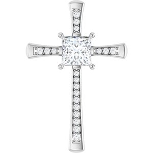 14K White Gold 7x7 mm Square Pendant Mounting