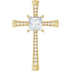 14K Yellow Gold 7x7 mm Square Pendant Mounting