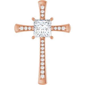 10K Rose Gold 8x8 mm Square Pendant Mounting