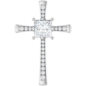 14K X1 White Gold 8x8 mm Square Pendant Mounting