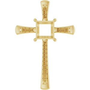 14K Yellow Gold 8x8 mm Square Pendant Mounting – image 2