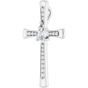 14K White Gold 5.5x3.5 mm Pear Pendant Mounting – image 3