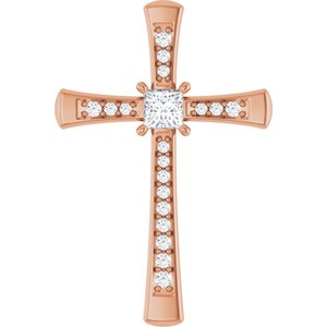 18K Rose Gold 3.25x3.25 mm Square Pendant Mounting