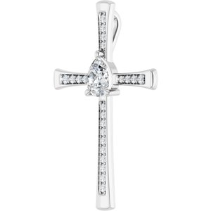 14K White Gold 8x6 mm Pear Pendant Mounting – image 3