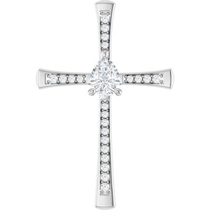 14K White Gold 8x6 mm Pear Pendant Mounting
