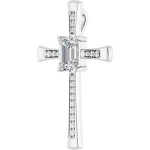14K X1 White Gold 8x6 mm Emerald Pendant Mounting – image 3
