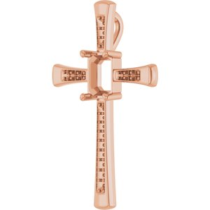 14K Rose Gold 8x6 mm Emerald Pendant Mounting – image 4